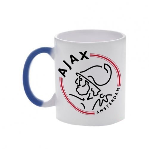 Синяя кружка хамелеон с логотипом Аякс