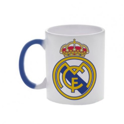 Синяя кружка хамелеон с логотипом Реал Мадрид
