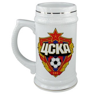 Пивная керамическая кружка с логотипом ЦСКА