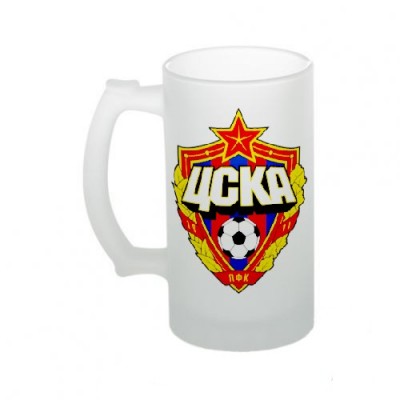 Пивная стеклянная кружка с логотипом ЦСКА