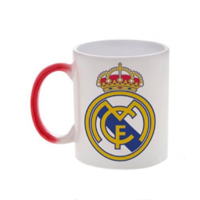 Красная кружка хамелеон с логотипом Реал Мадрид